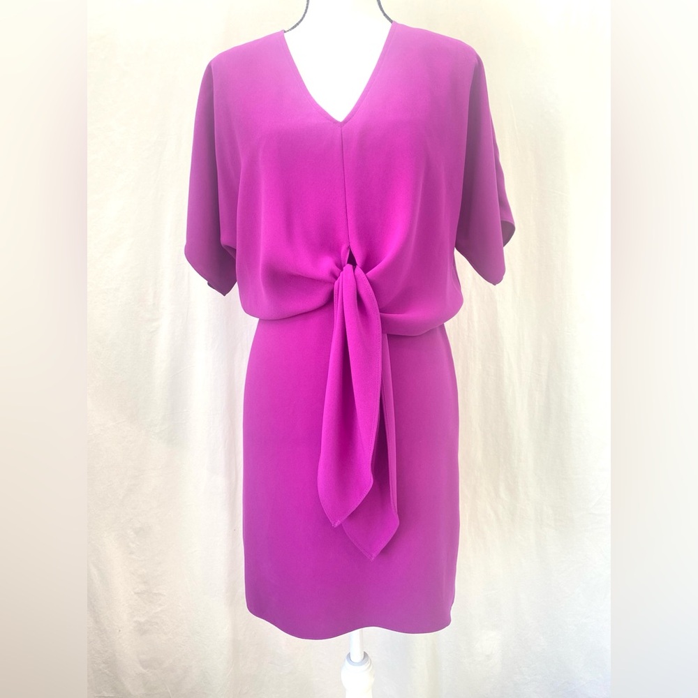 Trina Turk Argan Mini Dress Fuchsia Pink Front Tie Detail sz Small Wedding Party